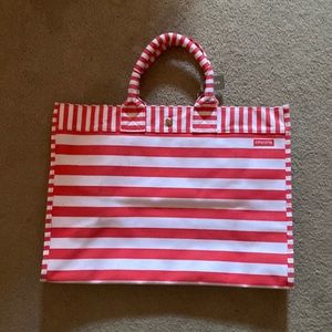 Chico’s Stripe Canvas Tote Coral